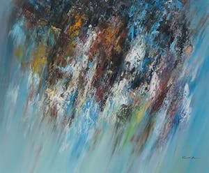 Niet of onleesbaar gesigneerd - Acryl op papier, Zonder titel - Ingelijst kopen? Bied vanaf 1!