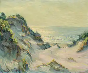 Ad Blok van der Velden - Ingelijste olieverf op doek: "Duingezicht Texel" - 1951 vendu pour 1000€ !