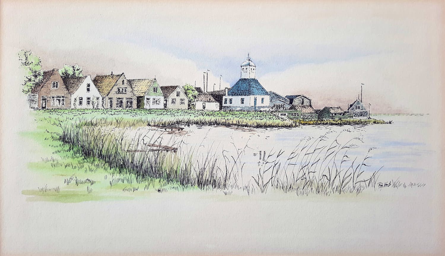 Rob Verf - tekening / aquarel Durgerdam - ingelijst - 25620 kaufen? Bieten Sie von 85!