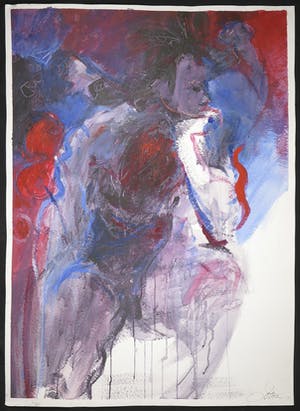 Franscz Witte - Acryl op papier, Zittend figuur kopen? Bied vanaf 1!