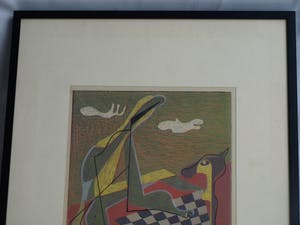 Harry van Kruiningen - Ingelijste kleurenlitho , Schaakspeler – 1947 – oplage 24 ex. kopen? Bied vanaf 50!