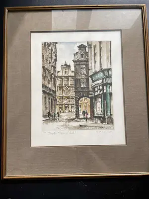 Roger Hebbelinck - Vijfluik van Aquarellen over Brussel, genummerd en gehandtekend. kopen? Bied vanaf 120!