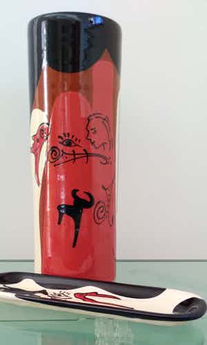 Thomas Buxo - unieke artistieke set, h 38,5 cm, gesigneerd verkocht voor € 155!