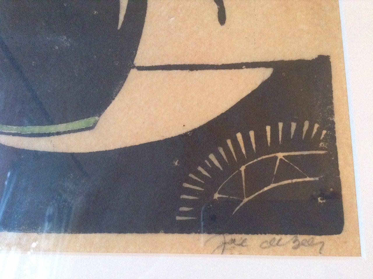 Jac. de Beer - Jac de Beer 1880-1946, Houtsnede/linosnede Bloemen in vaas 30x30 kopen? Bied vanaf 50!