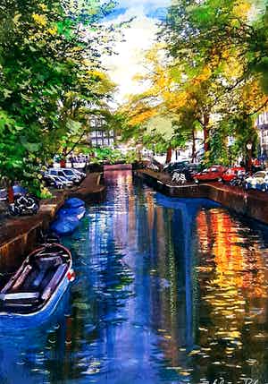 Elena Polyakova - Een gracht in Amsterdam verkocht voor € 45!