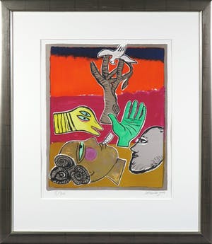 Corneille - Zeefdruk, Main vert - Ingelijst kopen? Bied vanaf 150!