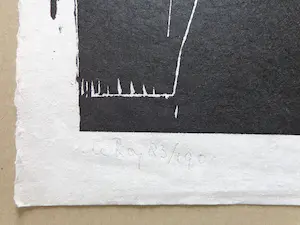 Guillaume Le Roy - ABSTRACTIE / ZW-W HOUTSNEDE / 88x63cm / SIG / PRENT190 kopen? Bied vanaf 40!