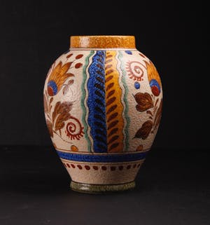 Plateelbakkerij Zuid-Holland - Vaas met floraal decor 'JOMA' | Nederland | 1957 kopen? Bied vanaf 19!