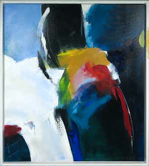 Yon Nicolas - Acryl op doek, Abstracte compositie - Ingelijst (Groot) verkocht voor € 300!