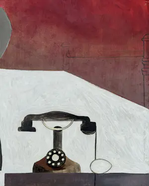 Robert Detheux - Der Schläfer und die Schaufensterpuppe – Großes surrealistisches Gemälde aus dem Jahr 1957 kopen? Bied vanaf 800!