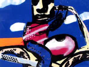 Herman Brood - ingelijste zeefdruk: de motorrijder verkocht voor € 550!