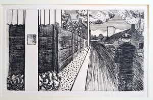 Roger Raveel - Ets, Eén van de nog duizenden dorpsstraten in Vlaanderen en elders verkocht voor € 400!