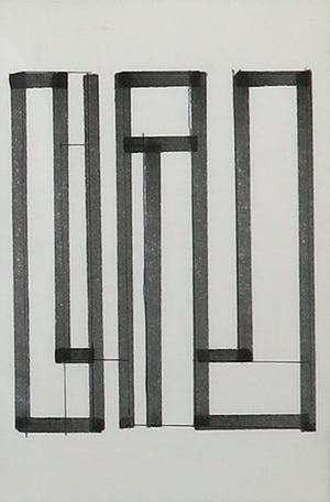 Siep van den Berg - Lot van drie tekeningen met stift en pen, Geometrische compositie - Ingelijst kopen? Bied vanaf 60!