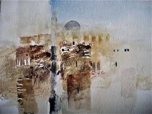 Francis Mean - Intrigerende gemengde techniek (zand,olieverf ea) "impressions du Maroc" gesign. kopen? Bied vanaf 76!