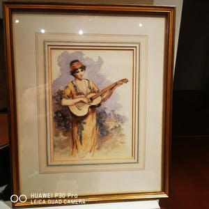 William Henry Margetson - vrouw spelend op een romantische gitaar kopen? Bied vanaf 500!