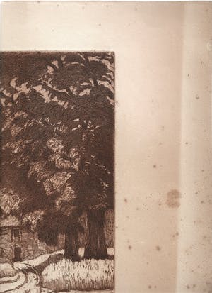 Bernard Klene - Landschap met de Basiliek Saint Mathurin de Larchant kopen? Bied vanaf 35!