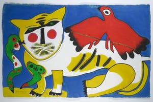 Corneille - Aquagravure op handgeschept papier, Chat jaune - Ingelijst (Zeer groot) kopen? Bied vanaf 700!