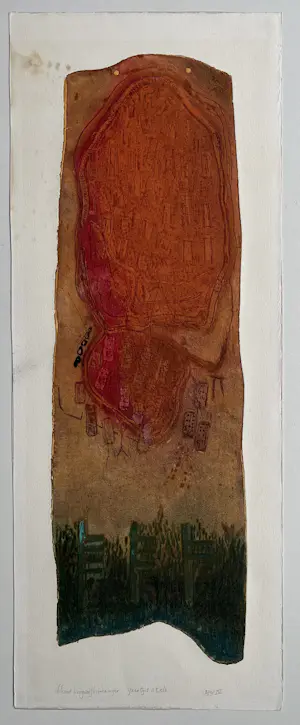 Theo Hoogewerf - handgesigneerde kleurenets | 'Ijzertijd stèle' kopen? Bied vanaf 10!