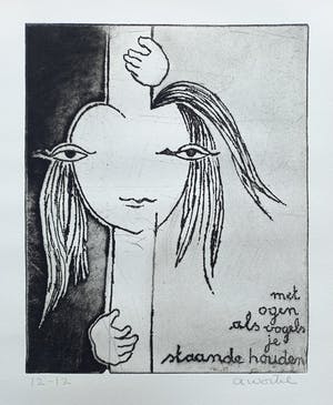 Ans Wortel - Met ogen als vogels je staande houden, aquatint ets (kleine oplage) kopen? Bied vanaf 50!