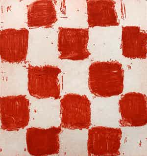 JCJ Vanderheyden - handgesigneerde ets - 'Red checkerboard' - 2011 verkocht voor € 350!