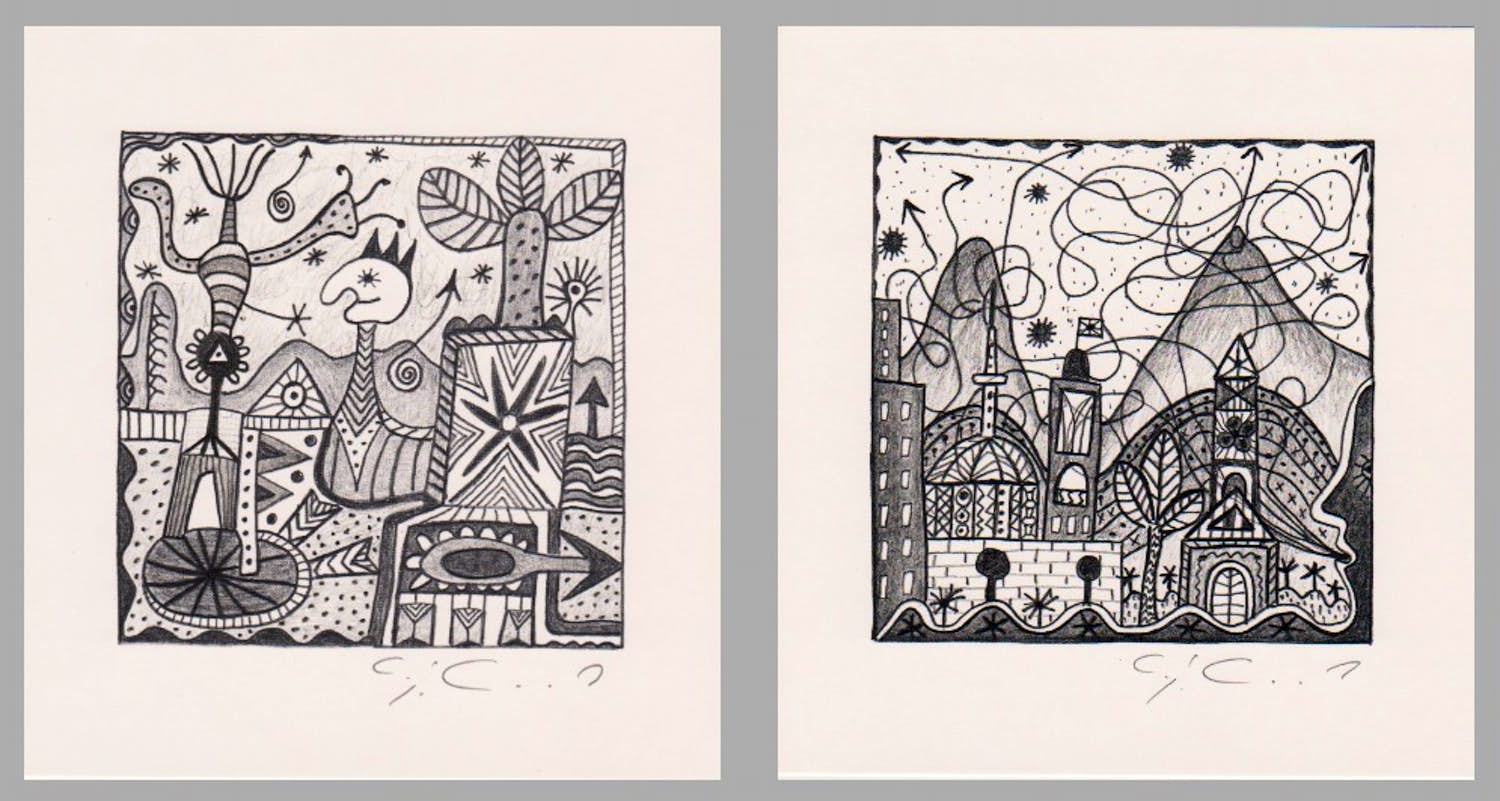 Kurt Josef Haas - Twee handgesigneerde zeefdrukken: Fantasie I, II kopen? Bied vanaf 19!