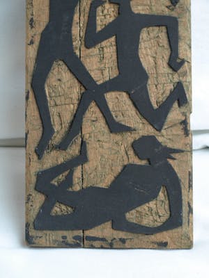 Klaas Pijlman - Houtreliëf / stempel , “Figuren” – ca 1975 kopen? Bied vanaf 1!