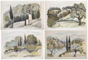 Chris de Moor - Vier handgesigneerde lithografieën: Landschappen I, II, III, IV kopen? Bied vanaf 29!