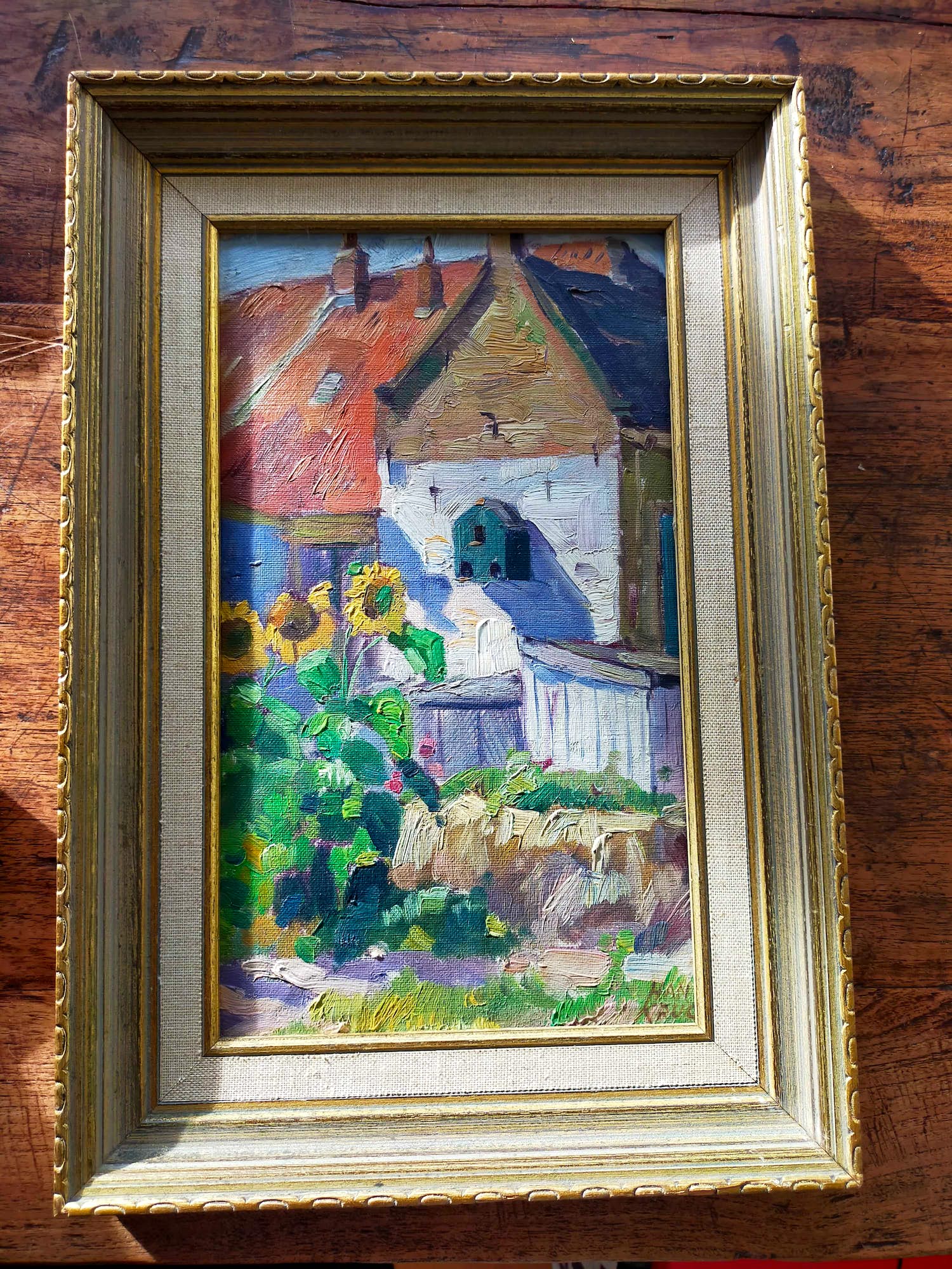 Han Krug - Gebouw met zonnebloemen kopen? Bied vanaf 25!