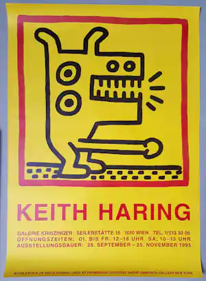 Keith Haring - Ausstellungsplakat Galerie Krinzinger Wien 1995 vendu pour 55€ !