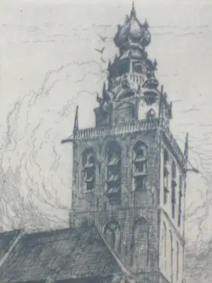 Eugene Lucker - Noordelijke Kerktrappen Nijmegen - Ets kopen? Bied vanaf 125!