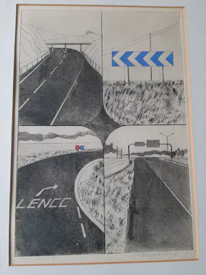 Gerard van Kerkhof - Ets, Auto-Route kopen? Bied vanaf 40!