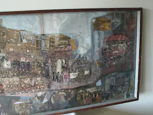 Niet of onleesbaar gesigneerd - Grote, ingelijste collage + verf , Vredesdemonstratie 1981 – 64 x 185 cm kaufen? Bieten Sie von 1!