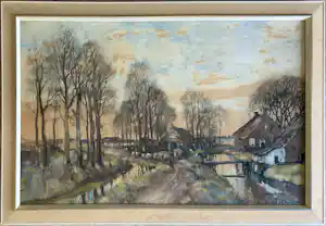 Buy Herman Paradies - Landschap met boerderij, boer en schapen.? Bid from 520!