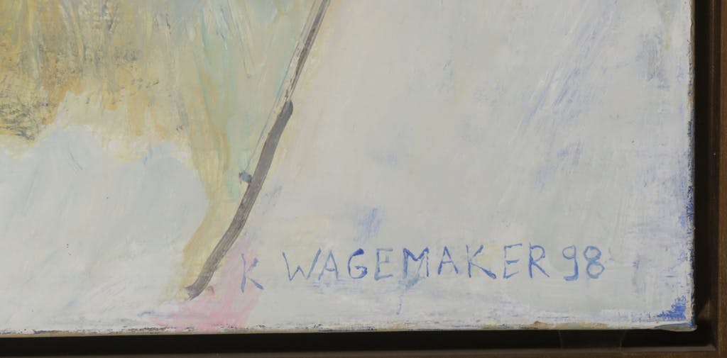 Kees Wagemaker - Kees Wagemaker: Acryl op doek, Man met kinderwagen - Ingelijst kopen? Bied vanaf 50!