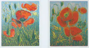 Elmar Gille - Zeefdruk, Klaproos (tweeluik) - Ingelijst kopen? Bied vanaf 60!