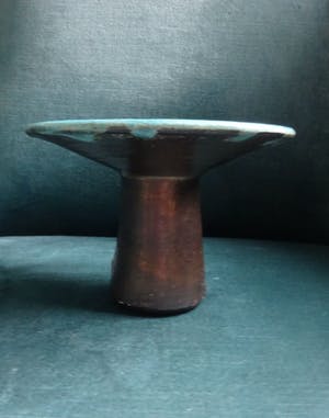 Pieter Groeneveldt - Mushroom kandelaar in Pruisisch blauw- turquoise- craquele kopen? Bied vanaf 50!