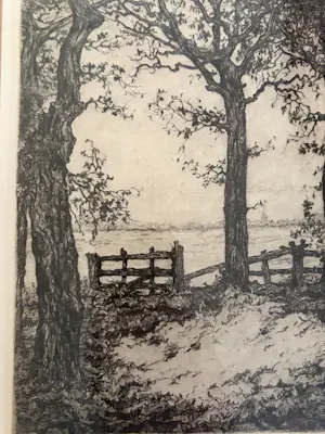 Anton Pieck - Drie bomen, Eigen Druk, Prachtige ets kopen? Bied vanaf 395!