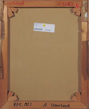 Anneke Steenbeek - Olieverf op doek, Abstract bruin - Ingelijst kopen? Bied vanaf 1!