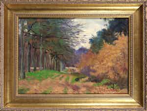 Jan Stapper - Olieverf op paneel, Bospad verkocht voor € 100!