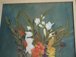 Niet of onleesbaar gesigneerd - Ingelijste gouache , “Bloemen in Vaas” - 1943 kopen? Bied vanaf 1!