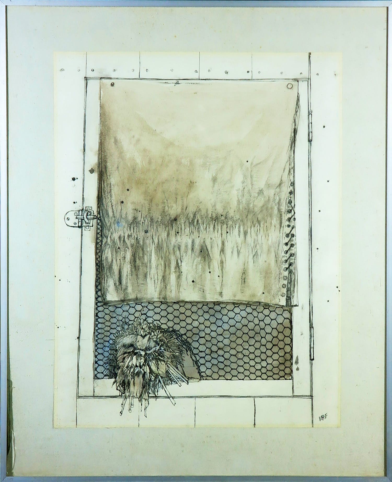 Gradus Verhaaf - Tekening en aquarel, Wat achterblijft - Ingelijst kopen? Bied vanaf 1!