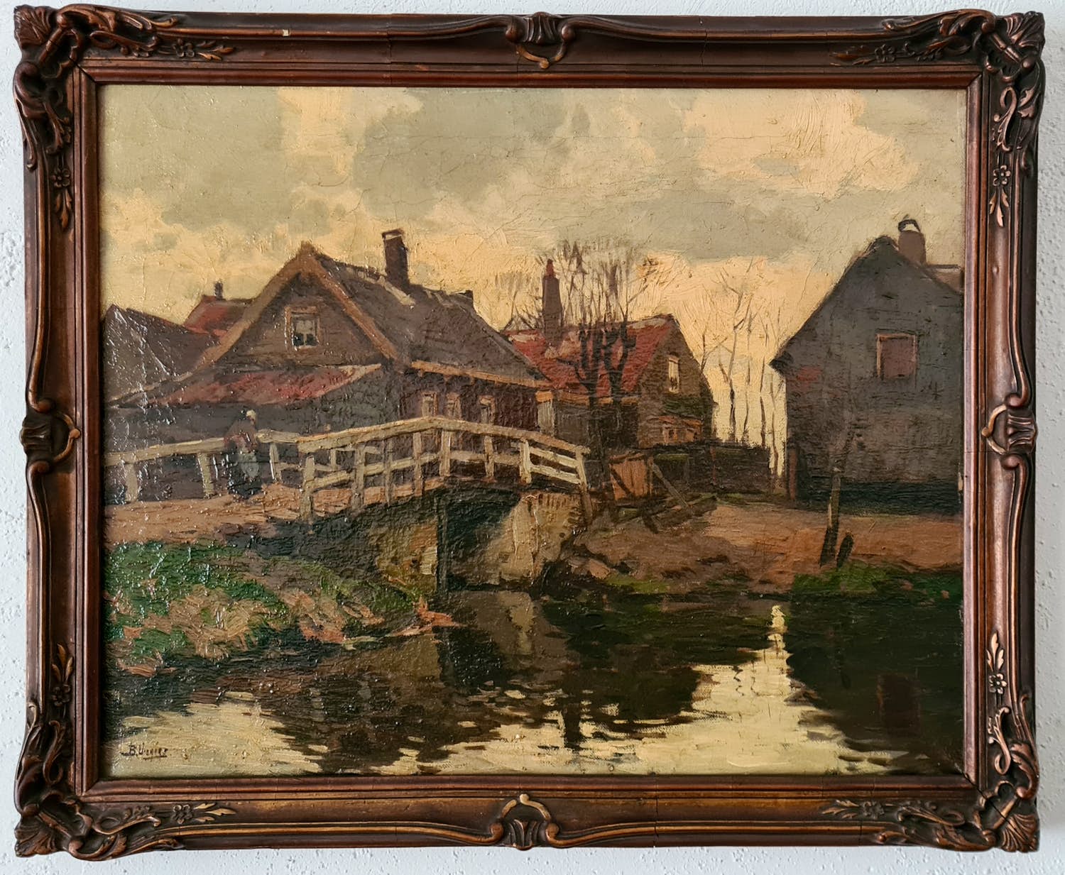 Ben Viegers - Dorpsgezicht met bruggetje verkocht voor € 450!