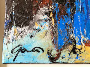 Gerriet Postma - Groot abstract expressionistisch olieverf doek - zonder titel - mooi ingelijst kopen? Bied vanaf 248!