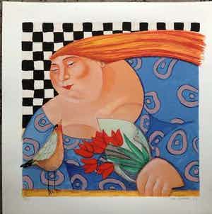 Ada Breedveld - Zeefdruk. Titel, "Hiep, Hiep, Hoera" . verkocht voor € 50!