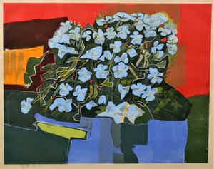 Vincent van Ojen - Houtsnede, Viooltjes verkocht voor € 100!