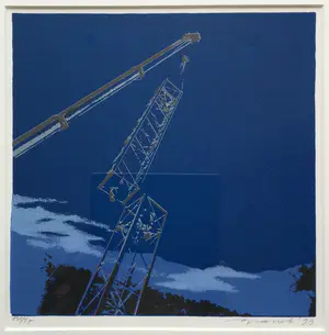 Willem Brauck - GSM mast in aanbouw | kleuren zeefdruk (1999) - ingelijst kopen? Bied vanaf 22!