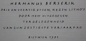 Herman Berserik - Gesigneerd boekje met 52 werken - 1981 kopen? Bied vanaf 45!