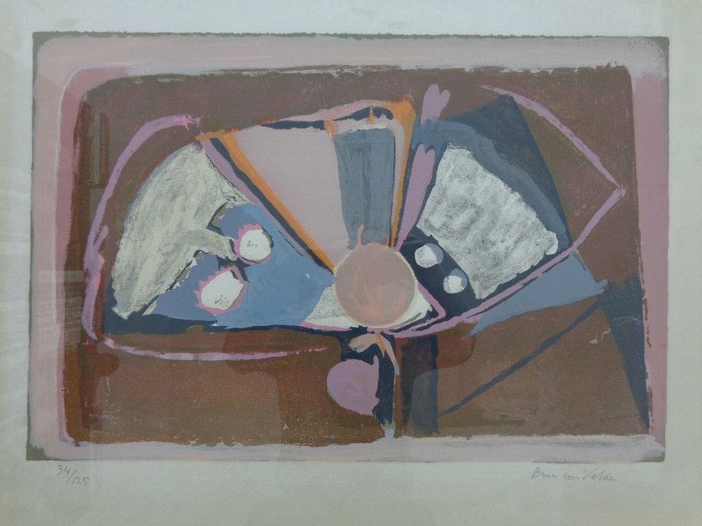 Bram van Velde -  ABSTRACTIE / KLEURLITHO / 59x81cm / KADER / SIG kopen? Bied vanaf 325!