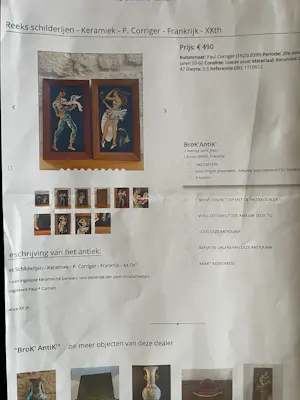 Paul Corriger - 2 ingelijste keramische panelen kopen? Bied vanaf 50!
