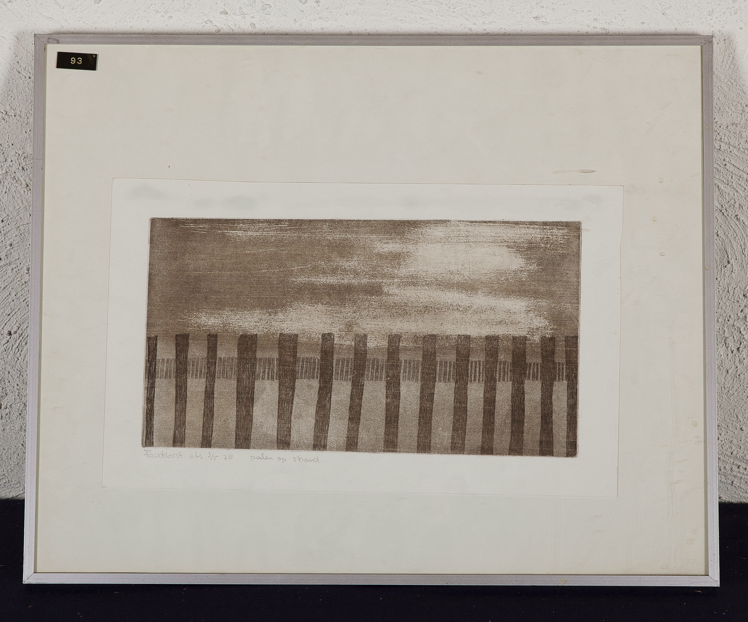 Frits Anton van der Horst - Palen op het strand - Ets op papier - BKR Kerkwijze kopen? Bied vanaf 10!